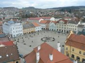 Pohled na Masarykovo náměstí z vyhlídkové věže kostela sv. Bartoloměje